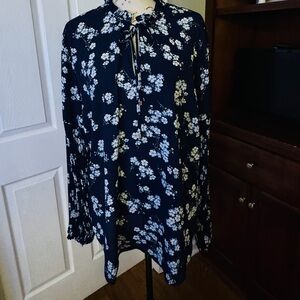 Ralph Lauren Blue Long Sleeve Tie Front Blouse
